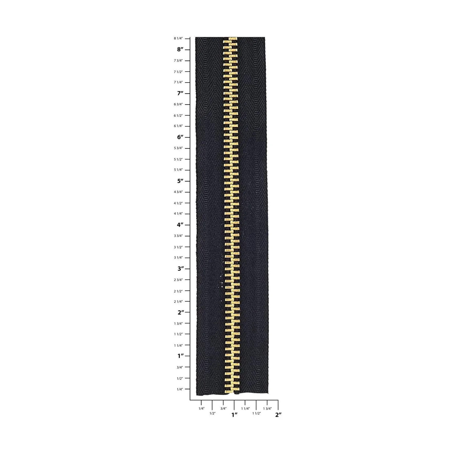 #10 Black, YKK Metal Chain Zipper Tape with Brass Teeth - Image 2