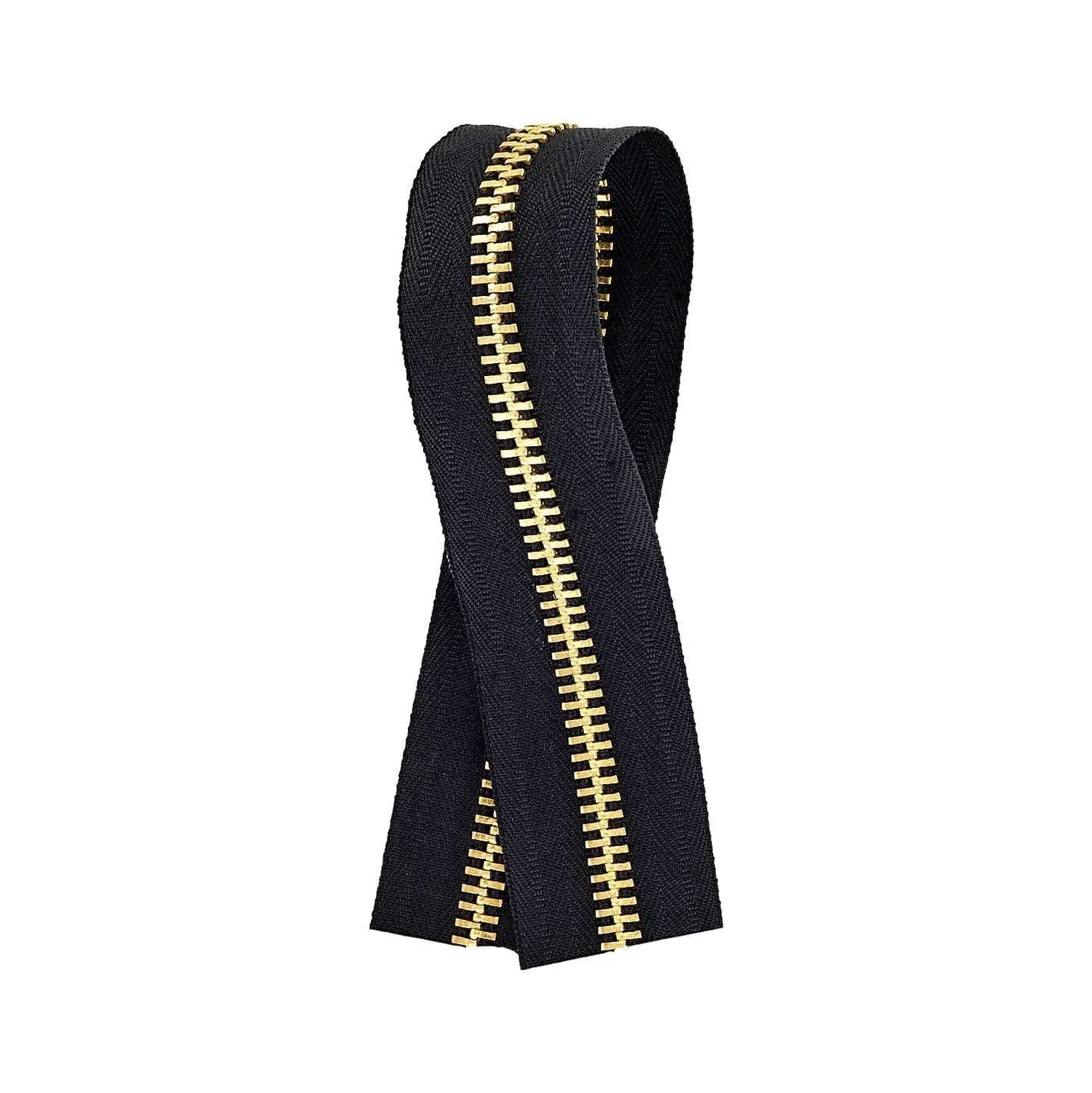 #10 Black, YKK Metal Chain Zipper Tape with Brass Teeth - Image 3