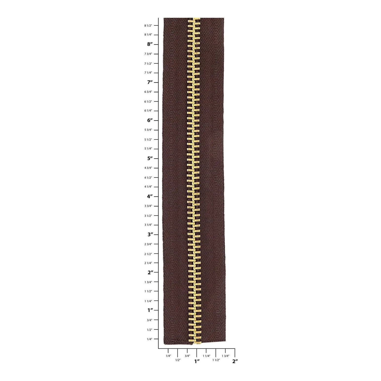 #10 Brown, YKK Metal Chain Zipper Tape with Brass Teeth - Image 2