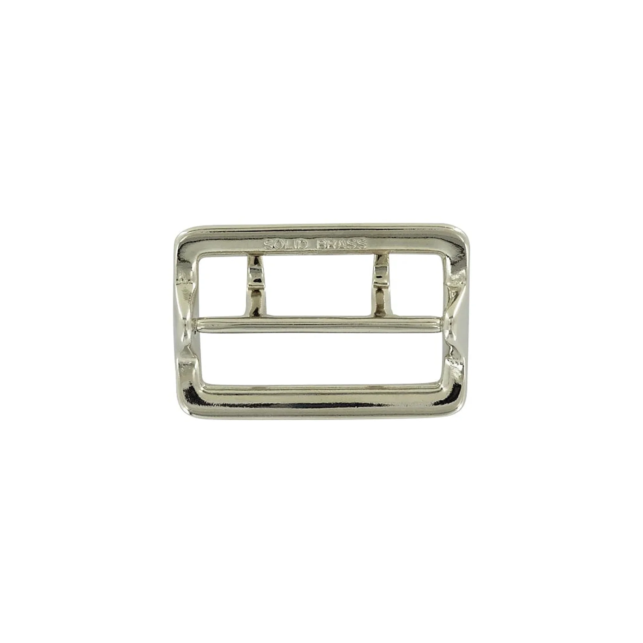 2 1/4" Chrome over Brass, Sam Browne Double Tongue Center Bar Buckle, Solid Brass - Image 3