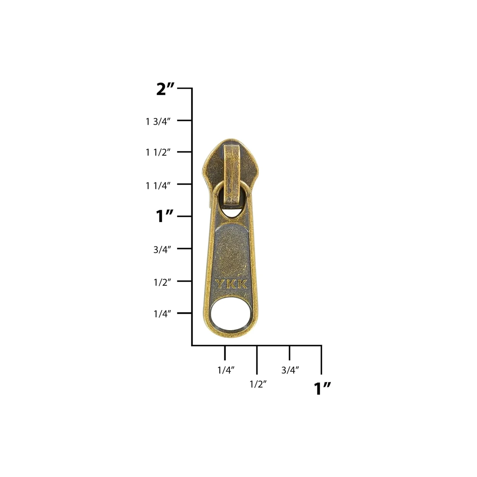 #5 Antique Brass, Coil, YKK Long Tab Semi-Swivel Zipper Slider, Zinc Alloy, #5CN-1-ANTB - Image 2