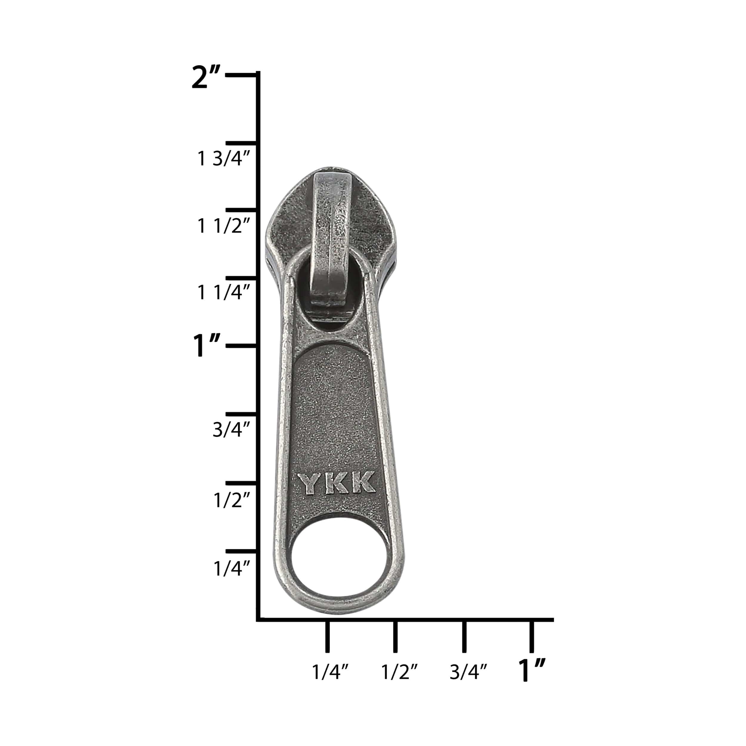#5 Antique Nickel, Coil, YKK Long Tab Semi-Swivel Zipper Slider, Zinc Alloy - Image 4
