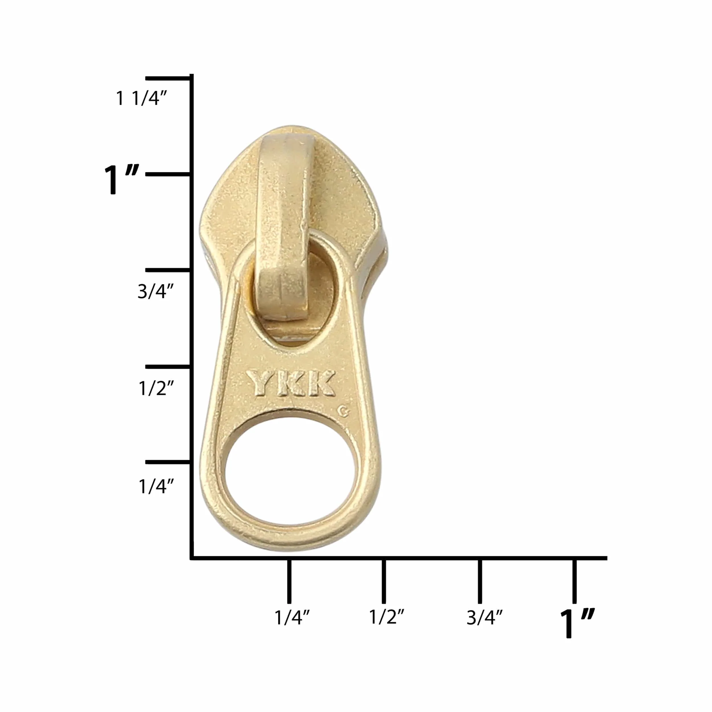 #5 Brass, Coil, YKK Short Tab Semi-Swivel Zipper Slider, Zinc Alloy - Image 4