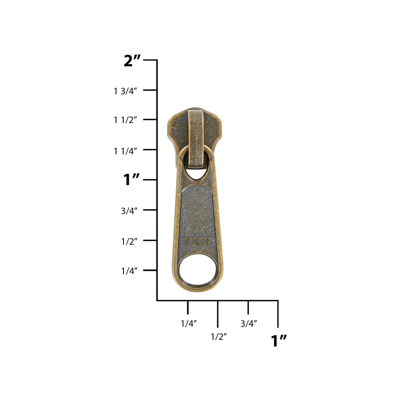 #5 Antique Brass, Metal, YKK Long Tab Semi-Swivel Zipper Slider, Zinc Alloy - Image 2