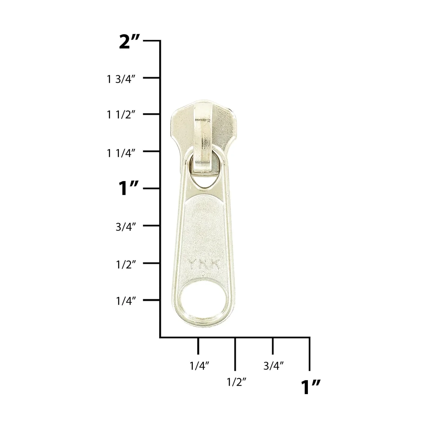 #5 Nickel, Metal, YKK Long Tab Semi-Swivel Zipper Slider, Zinc Alloy - Image 2