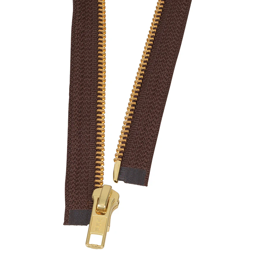 #5 Metal, Brown, 24" YKK Separating Jacket Zipper with Brass Teeth - Image 3