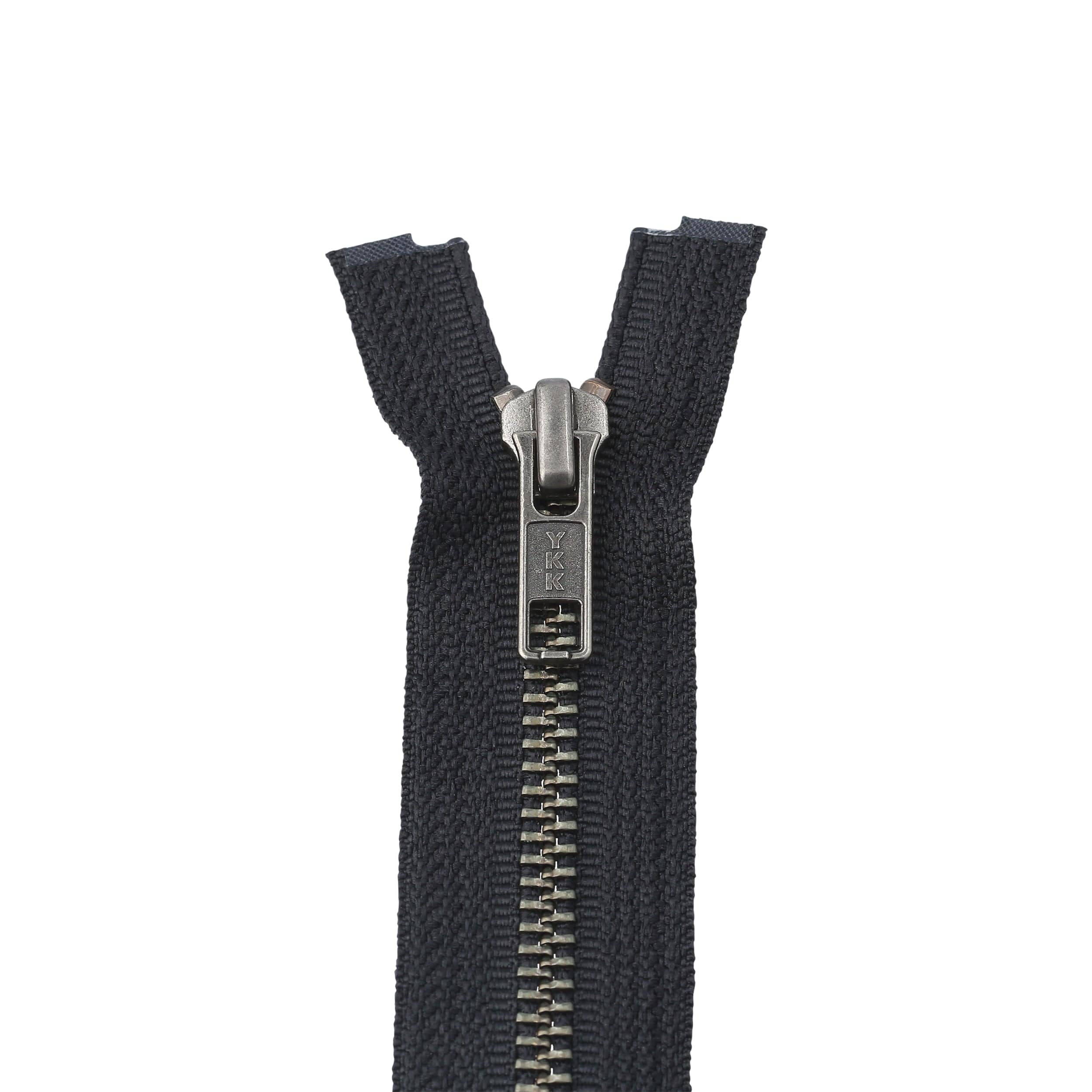 #5 Metal, Black, 30" YKK Separating Jacket Zipper with Antique Nickel Teeth