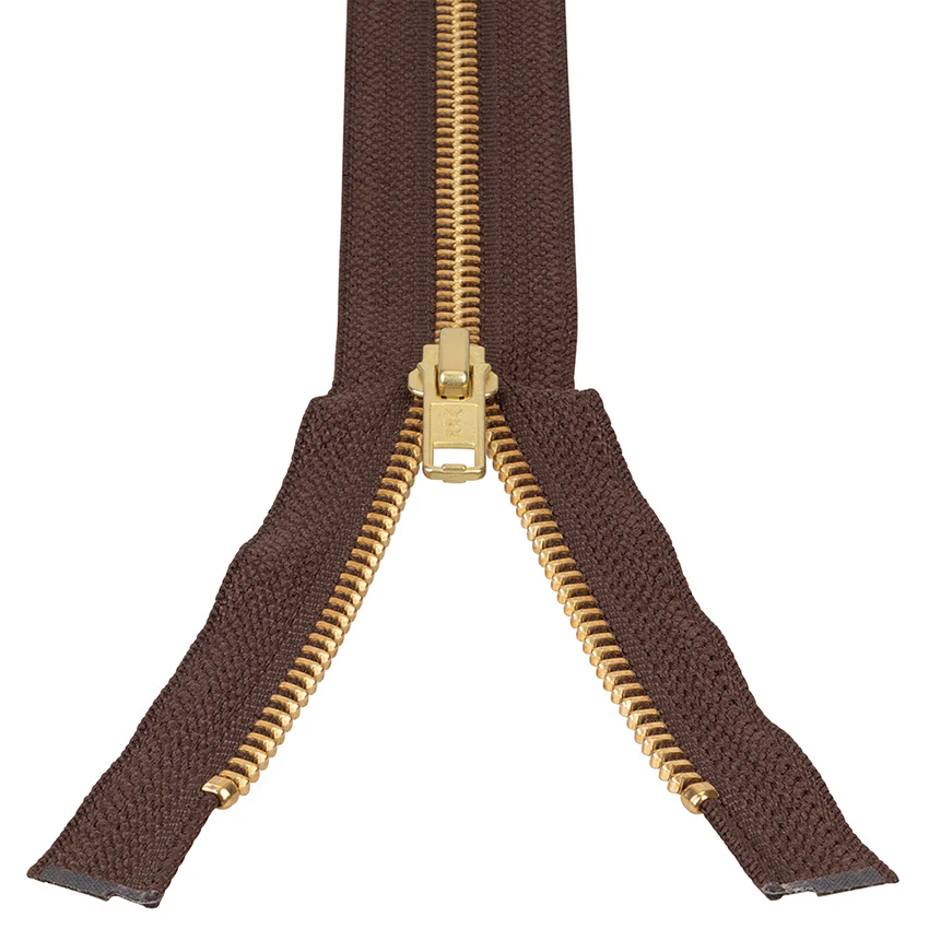 #5 Metal, Brown, 36" YKK Separating Jacket Zipper with Brass Teeth - Image 4
