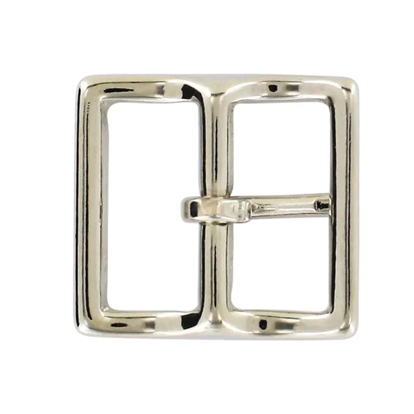 1" Nickel, Sam Browne Center Bar Buckle, Solid Brass - Image 3