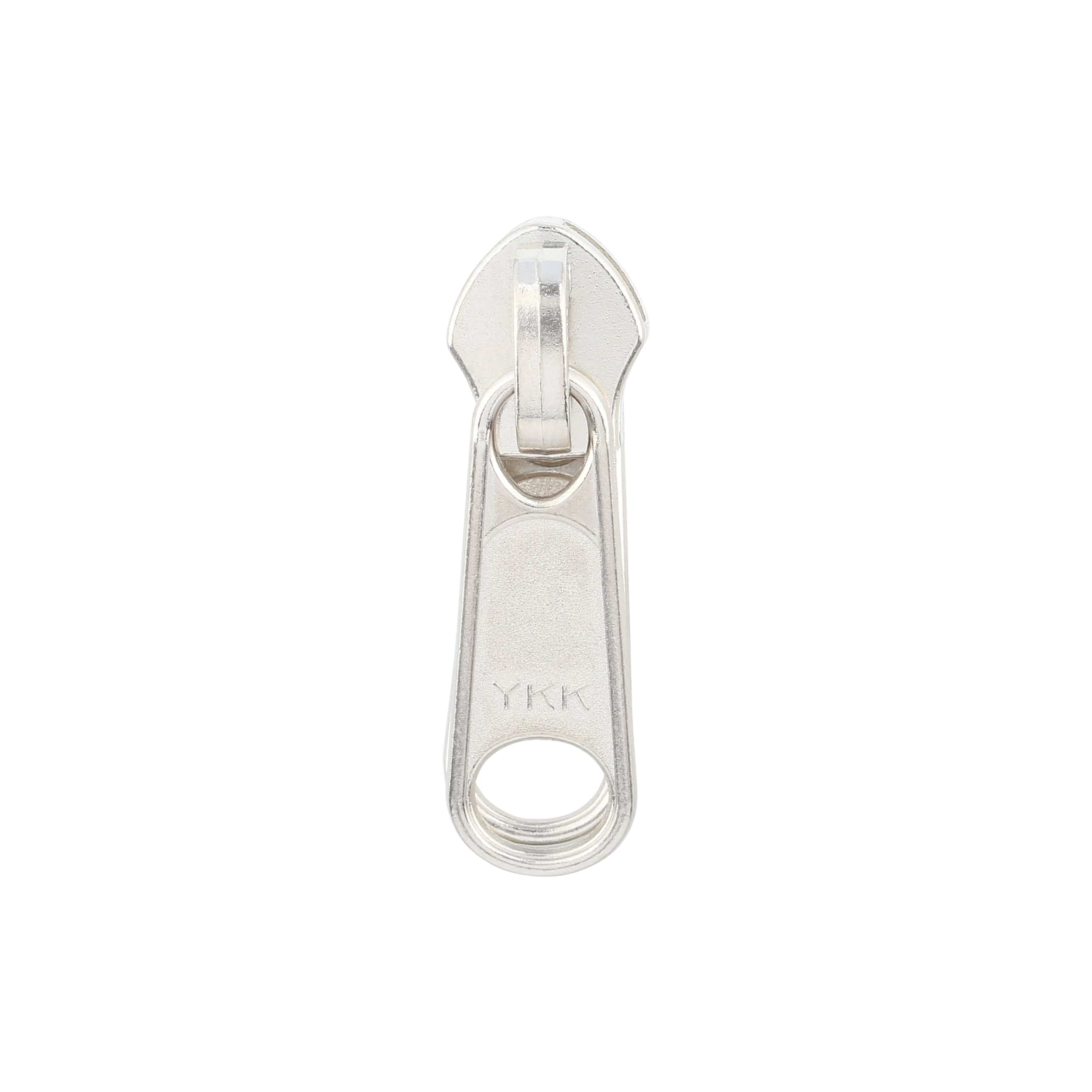 #8 Nickel, Coil, YKK Long Tab Reversible Zipper Slider, Zinc Alloy