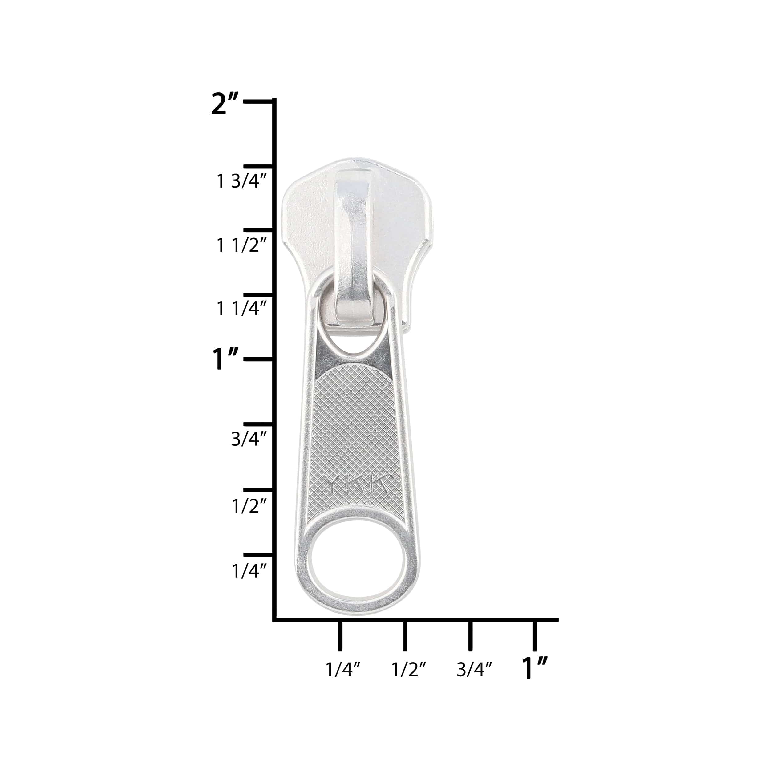 #8 Nickel, Metal, YKK Long Tab Semi-Swivel Zipper Slider, Zinc Alloy - Image 4