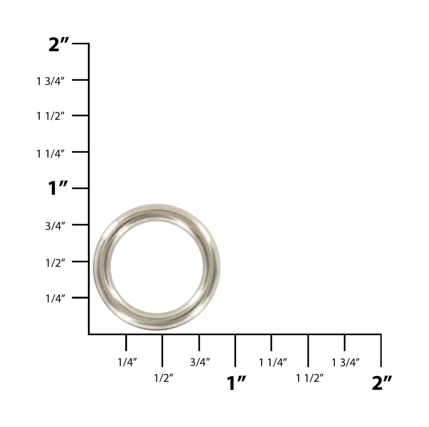 5/8" Shiny Nickel, Cast Round Ring, Zinc Alloy - Image 3
