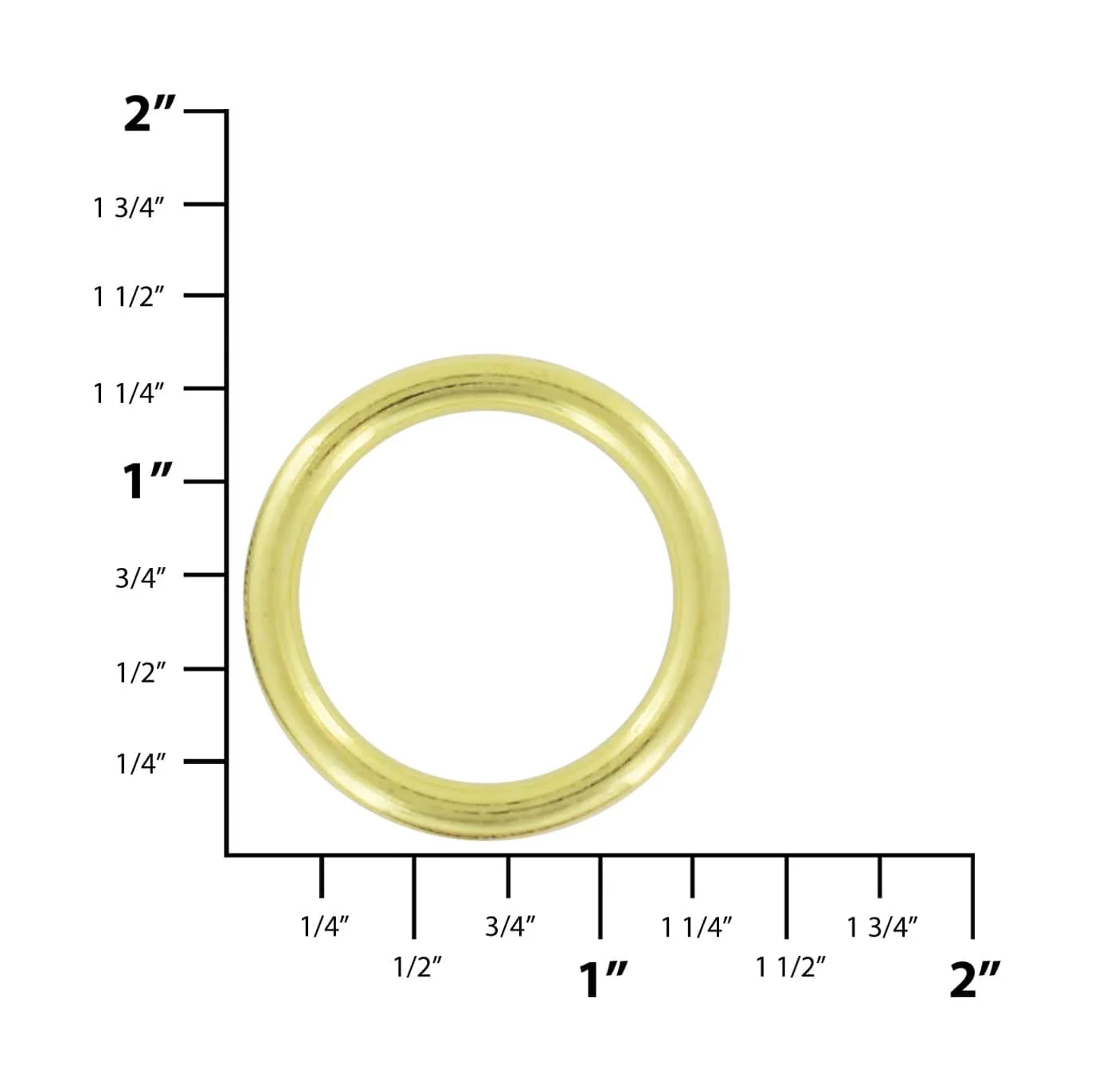 1" Shiny Brass, Cast Round Ring, Zinc Alloy - Image 2