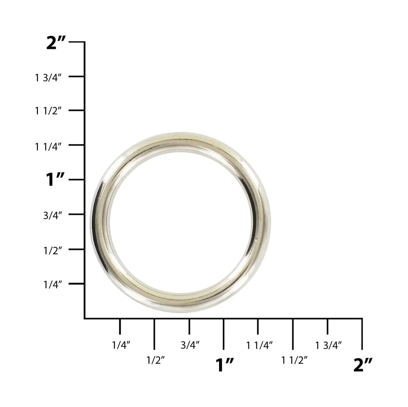1" Shiny Nickel, Cast Round Ring, Zinc Alloy - Image 2