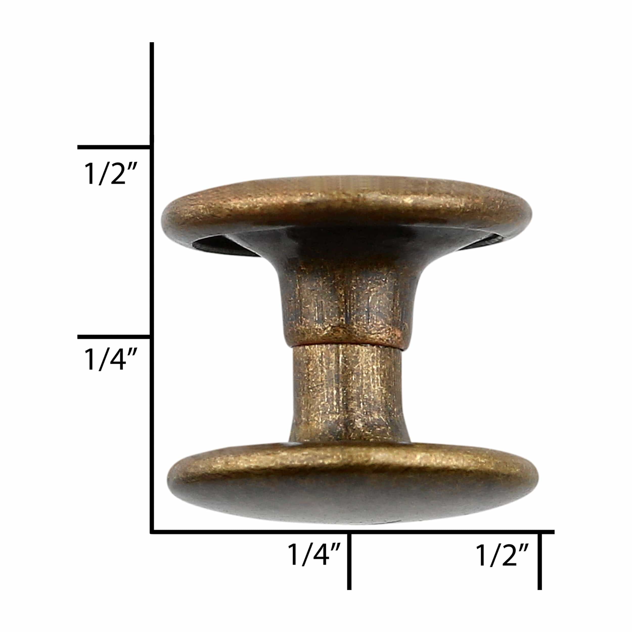 8mm Antique Brass, 11mm Head Diameter Double Cap Jiffy Rivets, Iron, 100-pack - Image 4