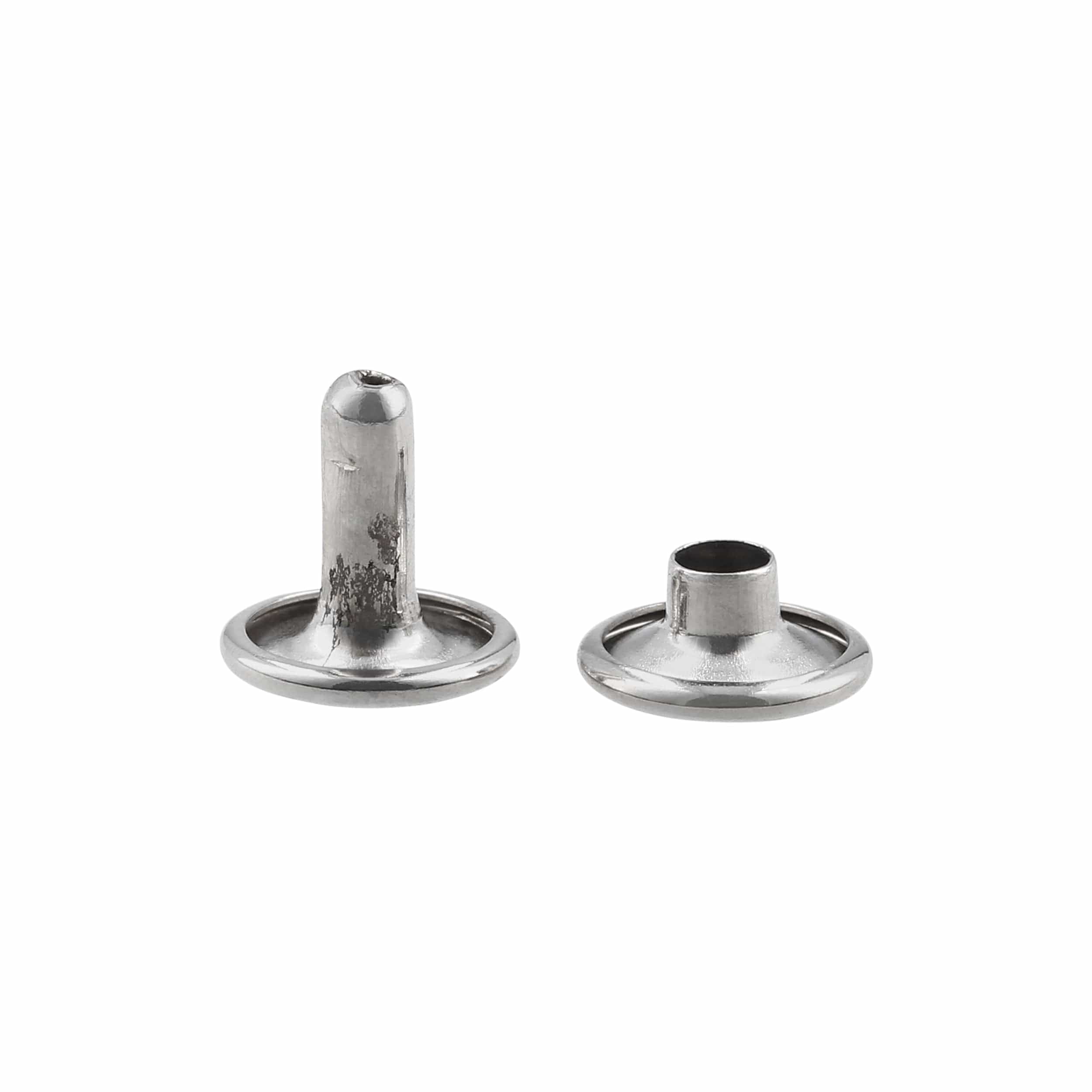 8mm Nickel, 9mm Head Diameter Double Cap Jiffy Rivets, Iron, 100-pack - Image 3