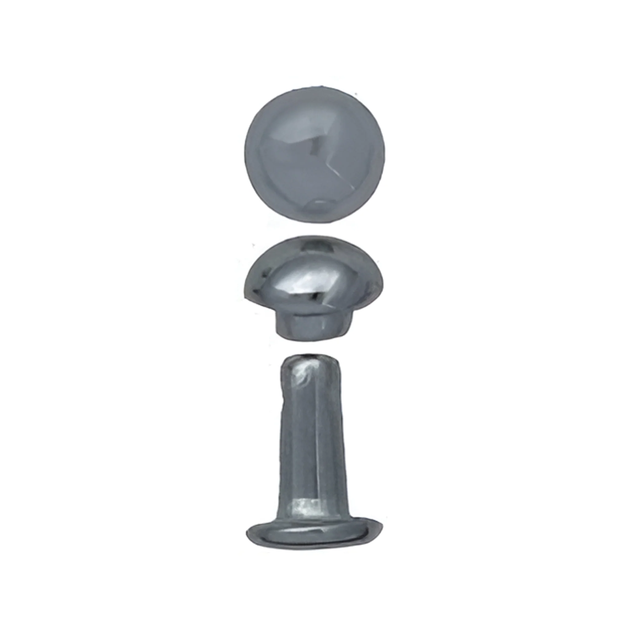 6mm Nickel, Double Cap Domed Rivet, Steel - 12 pk