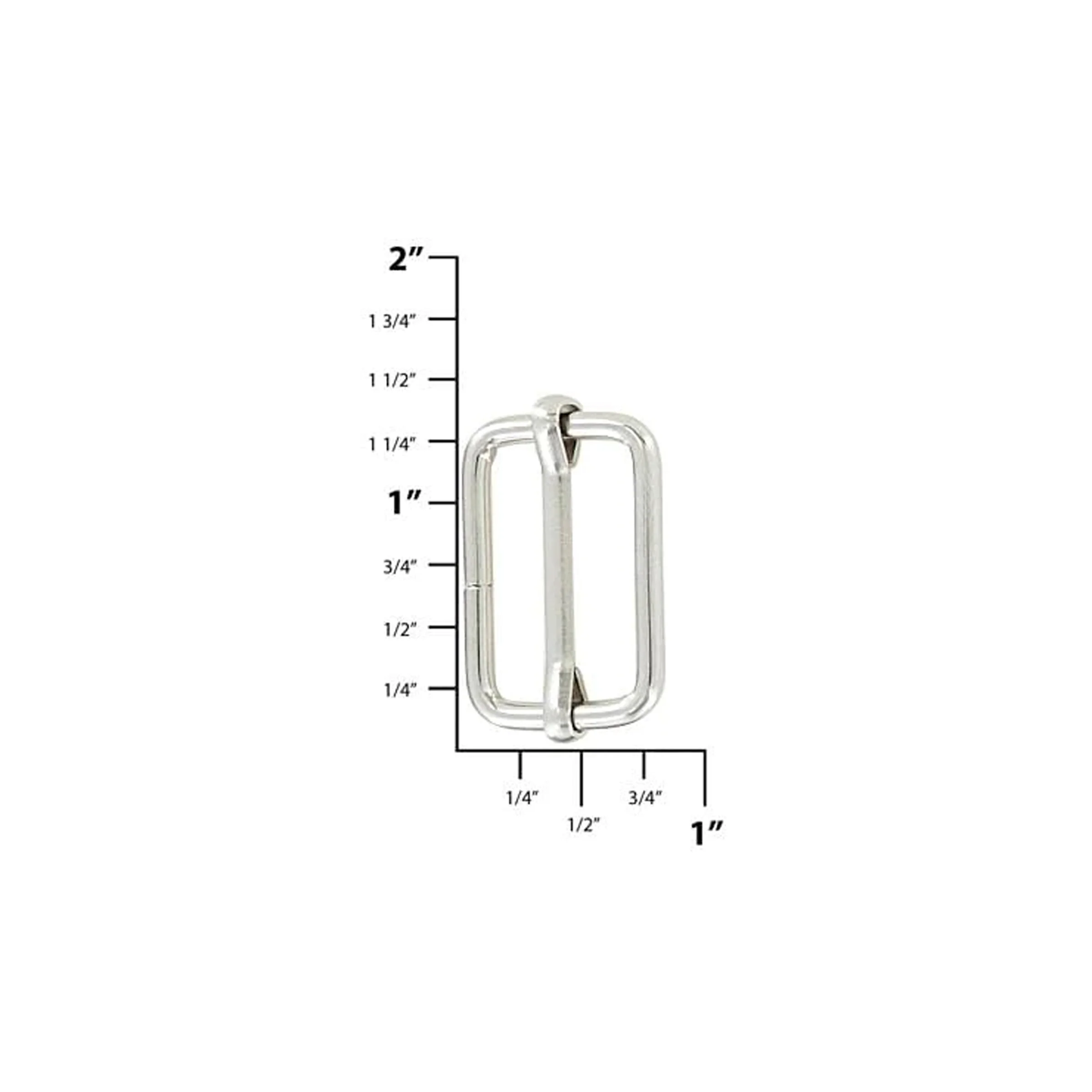 1" Shiny Nickel, Adjustable Strap Slide, Steel - Image 2