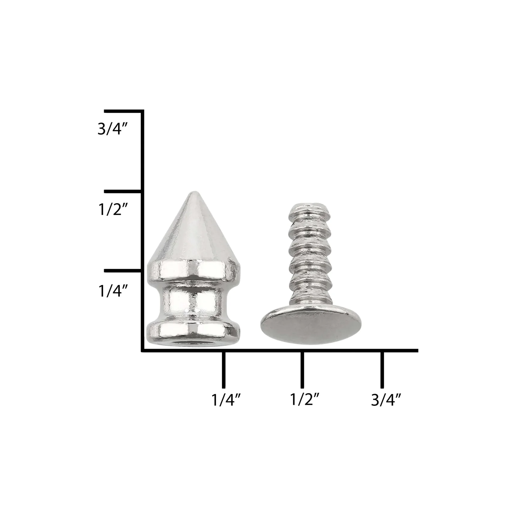 8mm Nickel, Spike Stud, Zinc Alloy - PK10 - Image 2