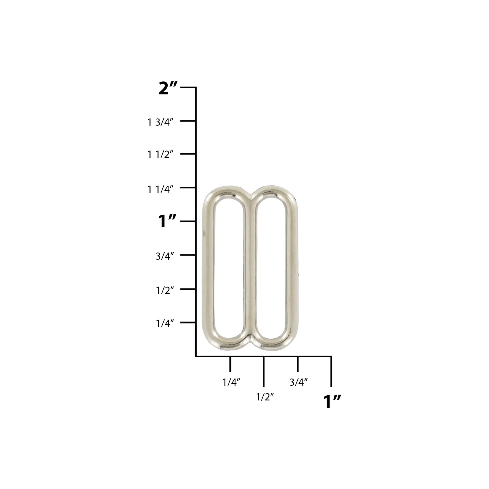 1" Nickel, Cast Rounded Tri Bar Slide, Zinc Alloy - Image 2