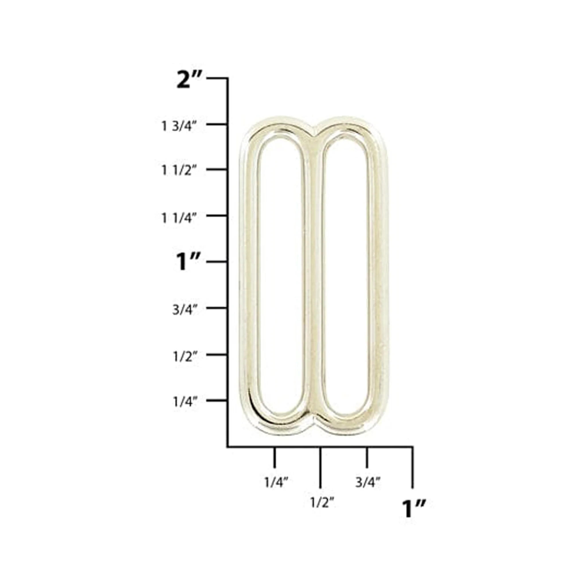 1 1/2" Nickel, Cast Rounded Tri Bar Slide, Zinc Alloy - Image 2