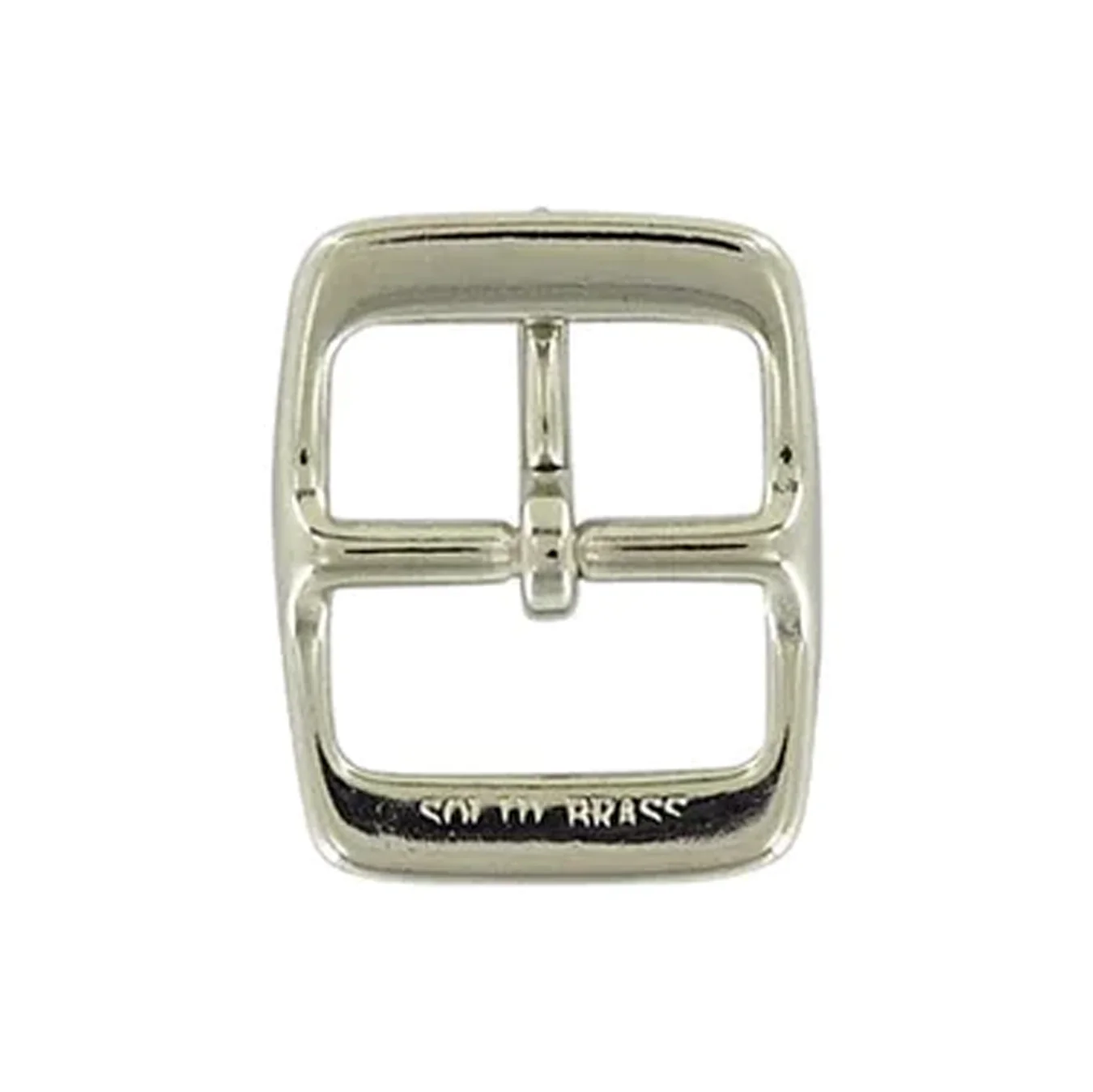 1" Nickel, 1.3"x1.6" Center Bar Buckle, Solid Brass - Image 3