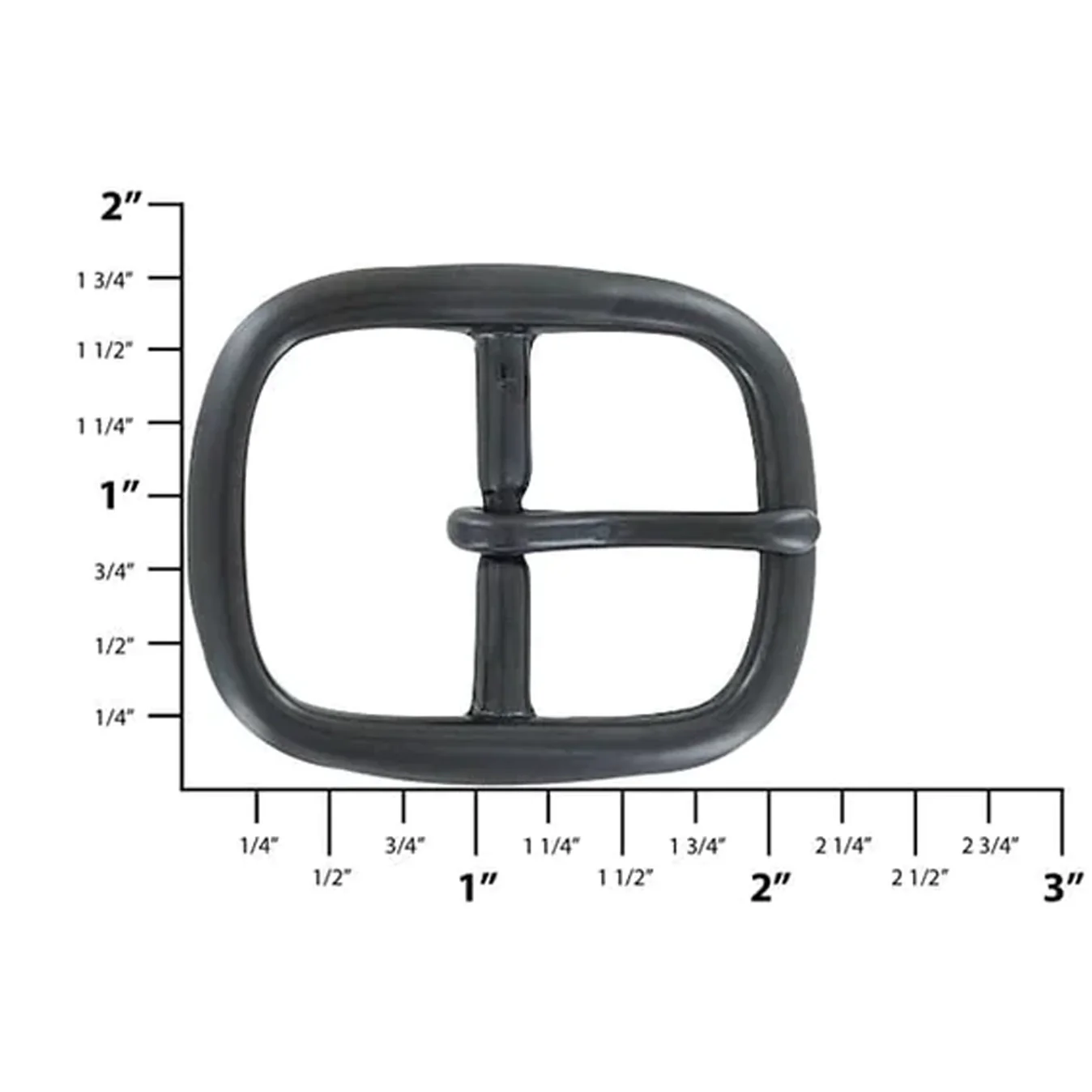 1 1/4" Black, 1.8"x2.2" Center Bar Buckle, Solid Brass - Image 2