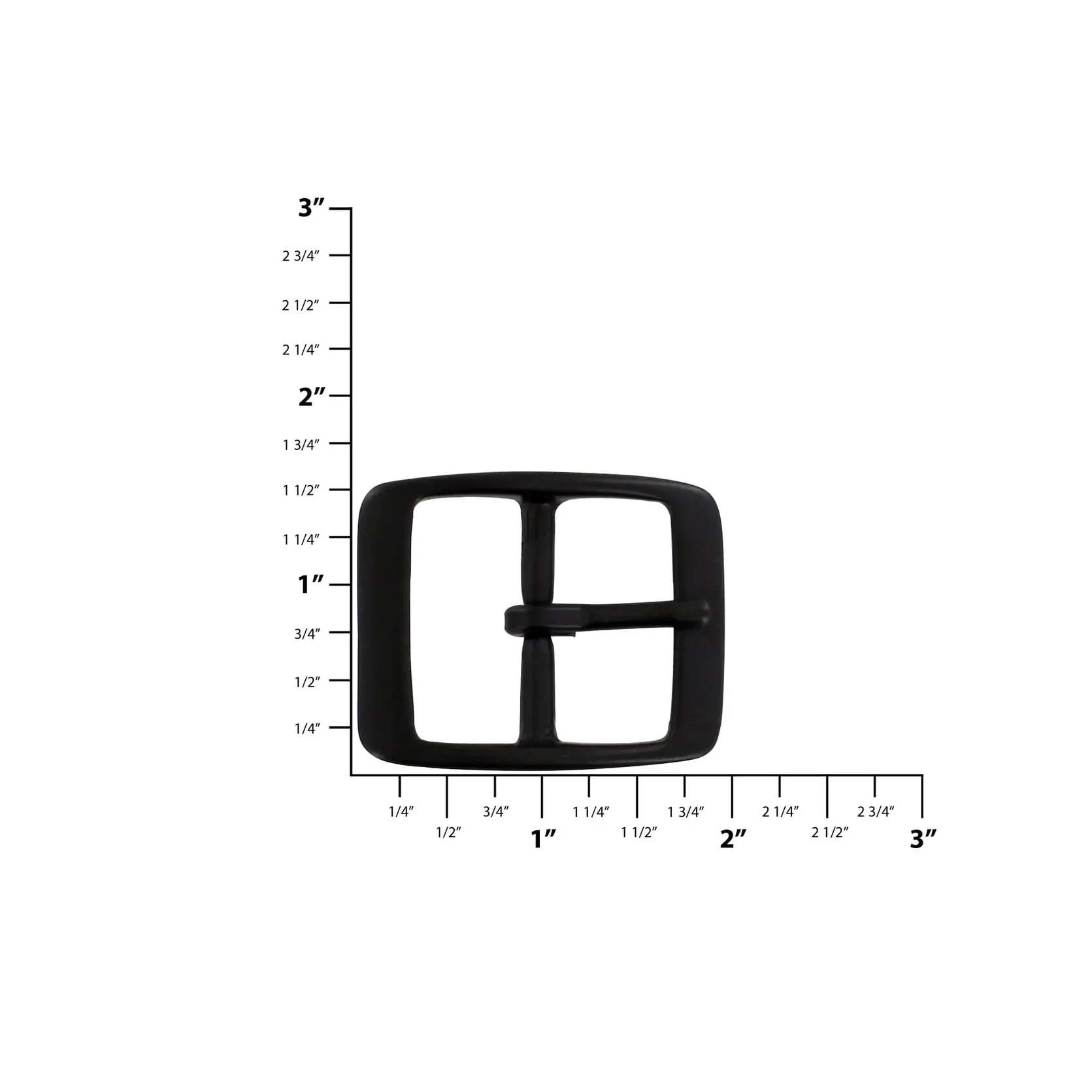 1 1/4" Black, 1.5"x2" Center Bar Buckle, Solid Brass - Image 2