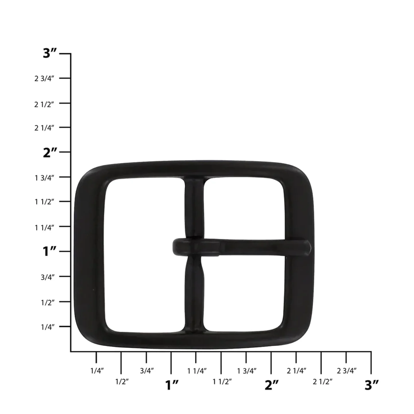 1 1/2" Black, 2 3/8"x1 3/4" Center Bar Buckle, Solid Brass - Image 2