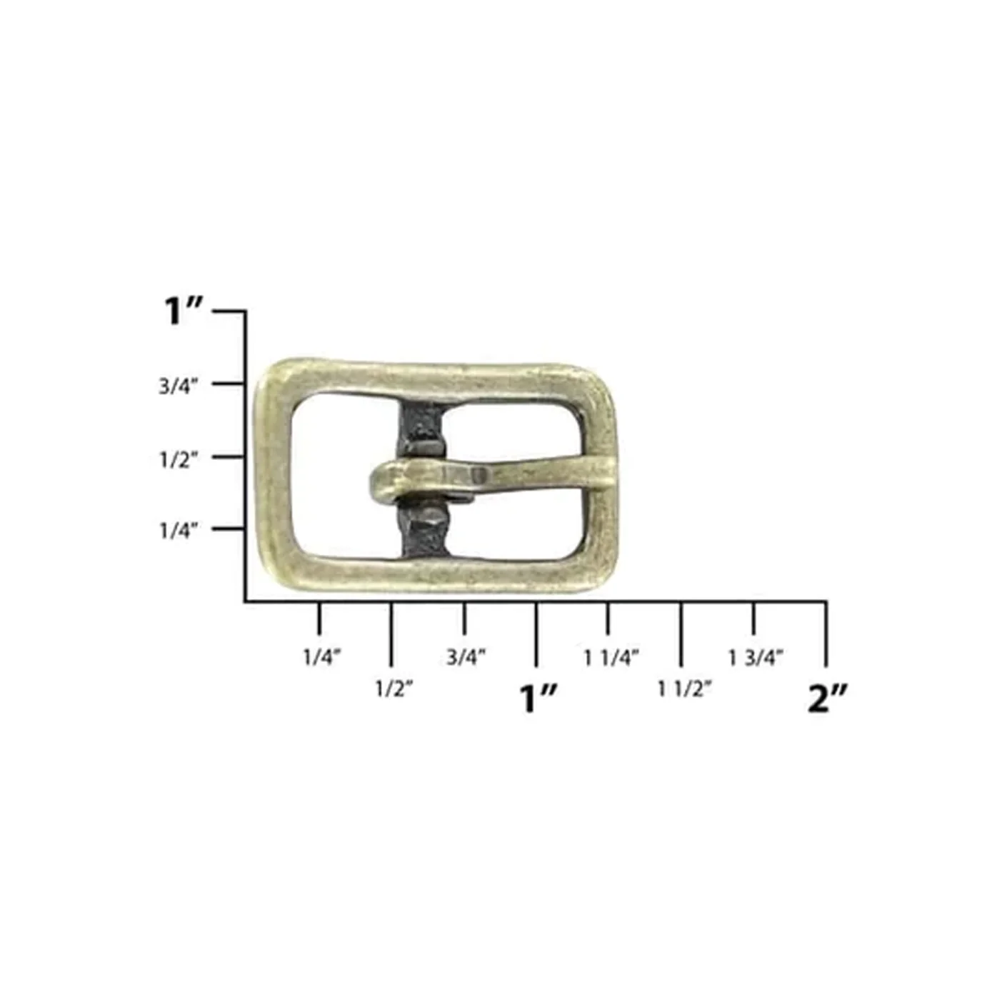 1/2" Antique Brass, Center Bar Buckle, Solid Brass - Image 2