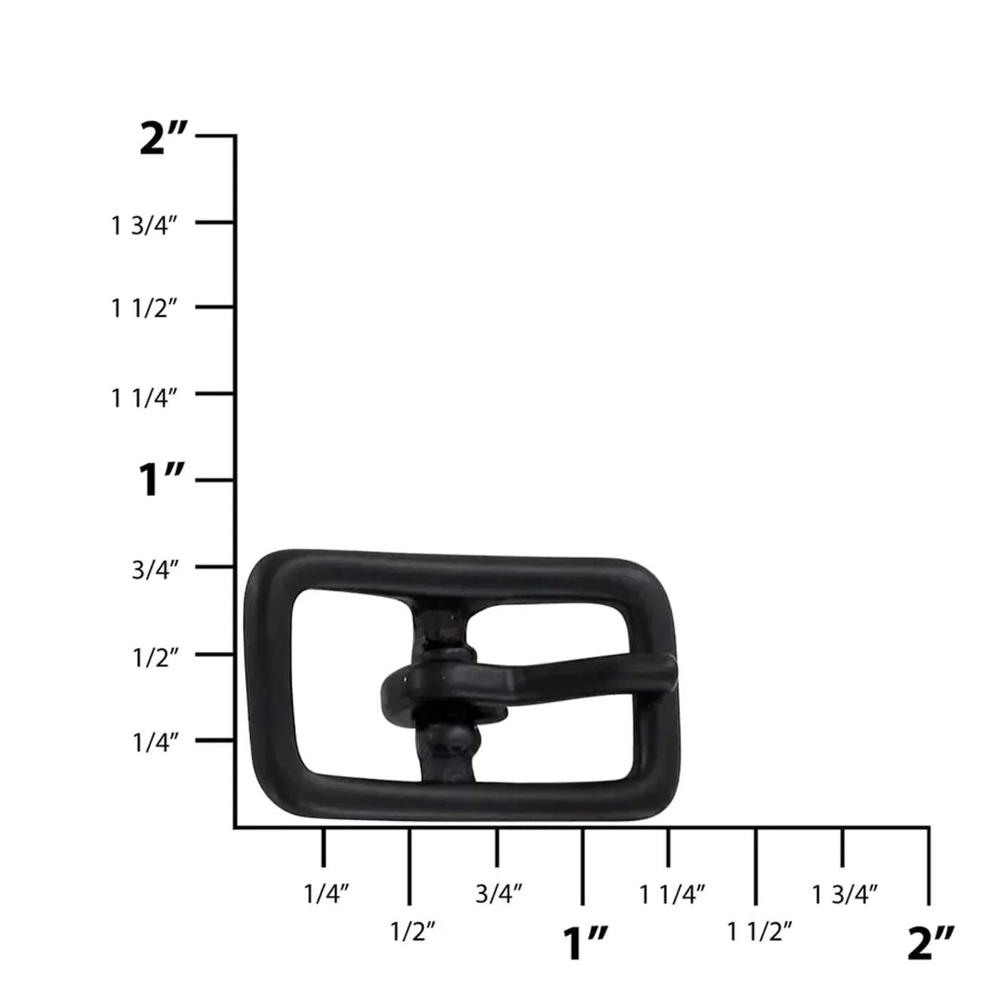 1/2" Black, Center Bar Buckle, Solid Brass - Image 2
