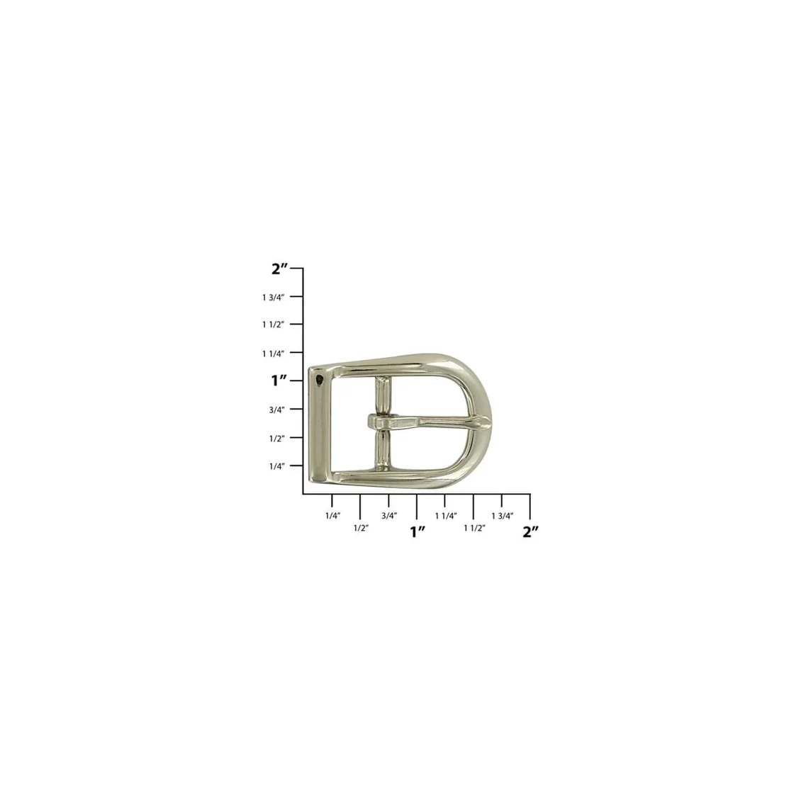 3/4" Nickel, D Shaped Center Bar Buckle, Solid Brass - Image 2