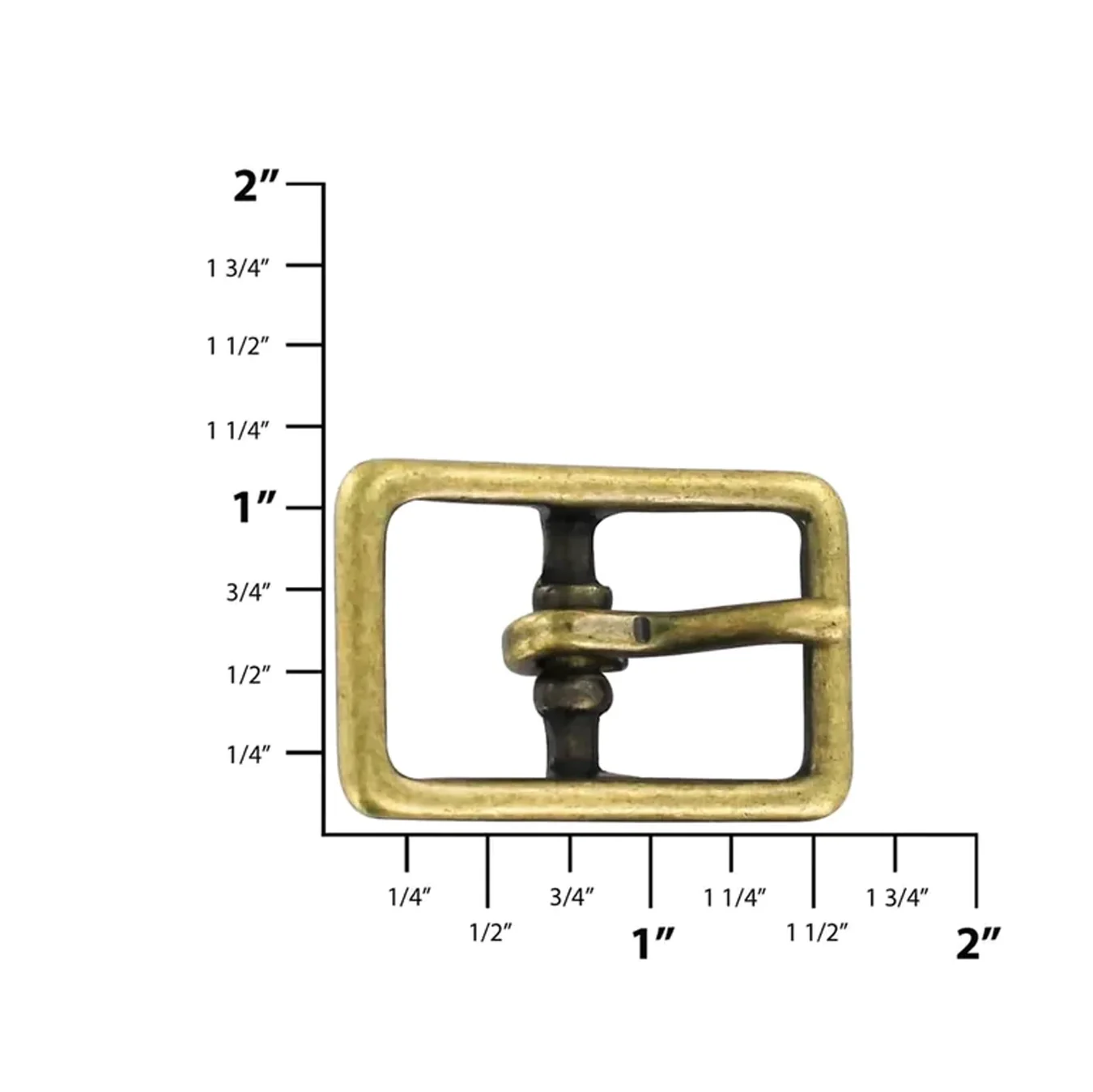 3/4" Antique Brass, Center Bar Buckle, Solid Brass - Image 2