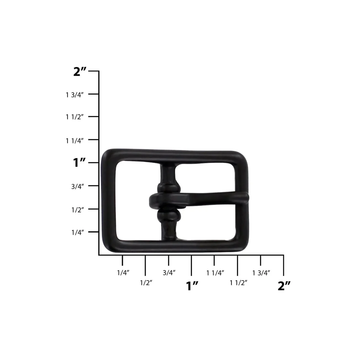 3/4" Black, Center Bar Buckle, Solid Brass - Image 2