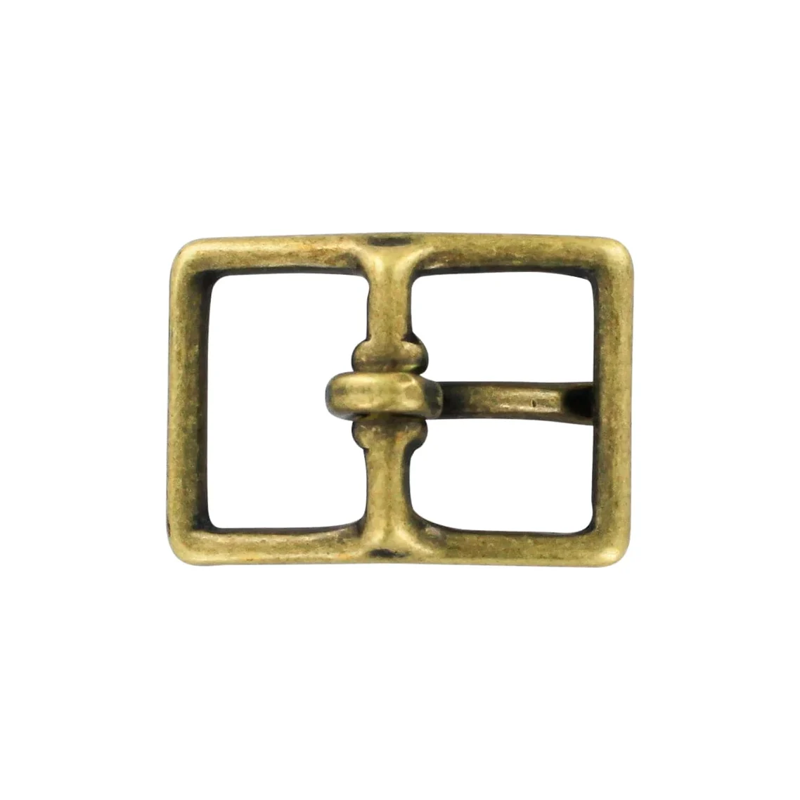 1" Antique Brass, 1.4"x2" Center Bar Buckle, Solid Brass - Image 3