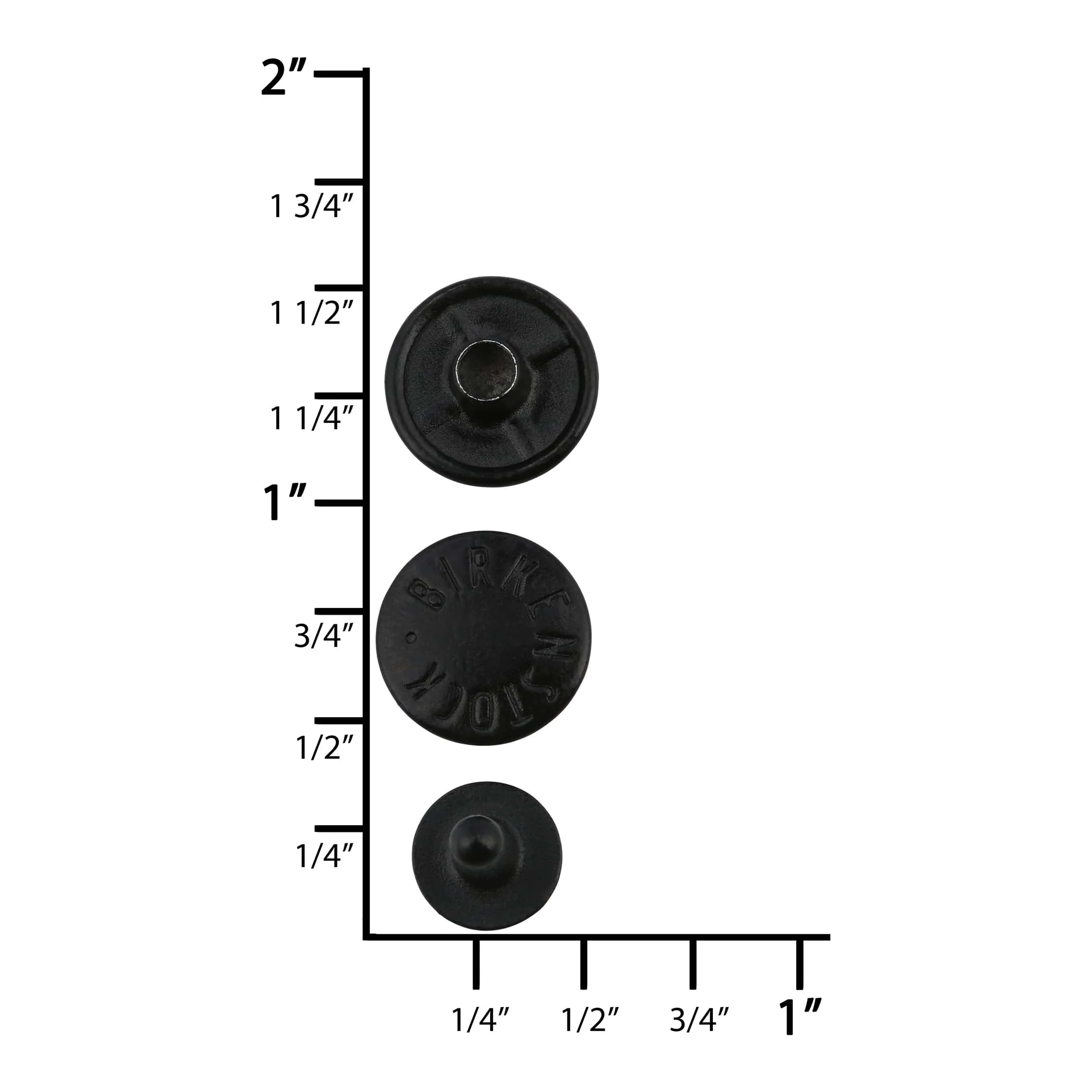 1/2" Black, Birkenstock Rivet with Cap, Zinc Alloy - Image 6