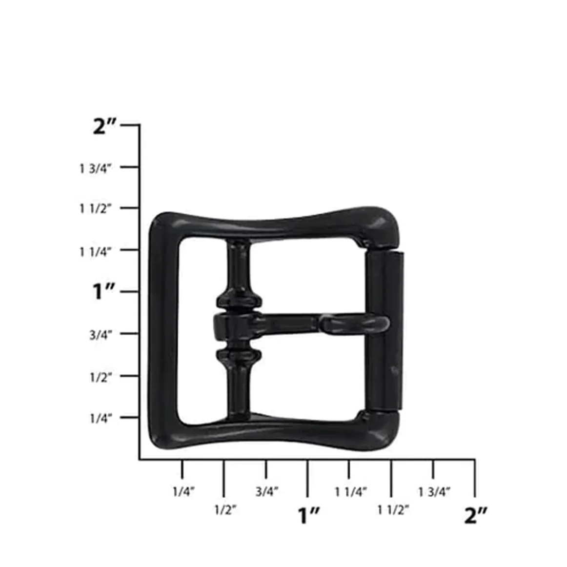 1" Black, Locking Tongue Center Bar Roller Buckle, Zinc Alloy - Image 2