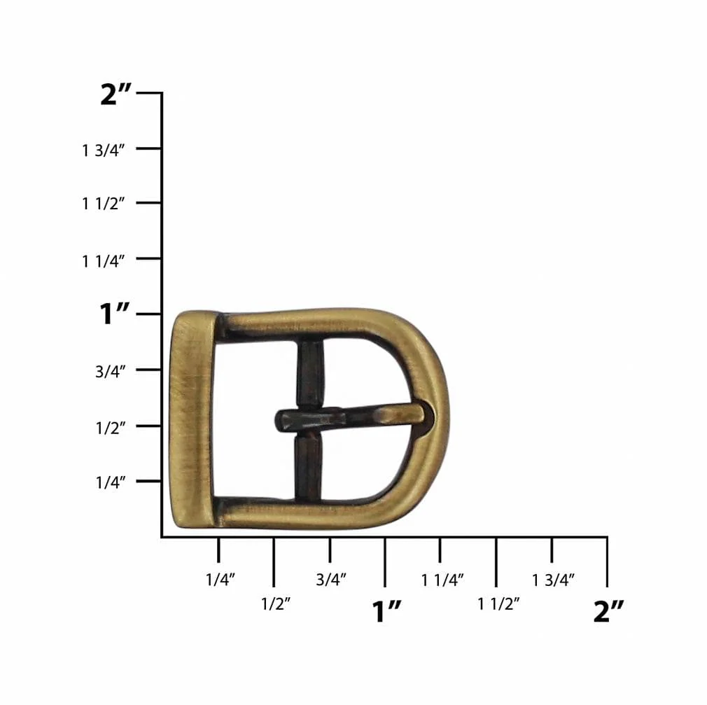 5/8" Antique Brass, D Shaped Center Bar Buckle, Steel - Image 2