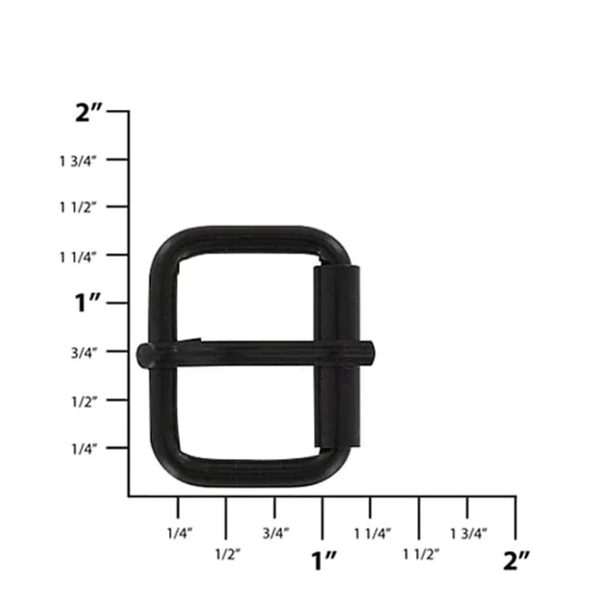 1" Black, Heel Bar Roller Buckle, Steel - Image 2