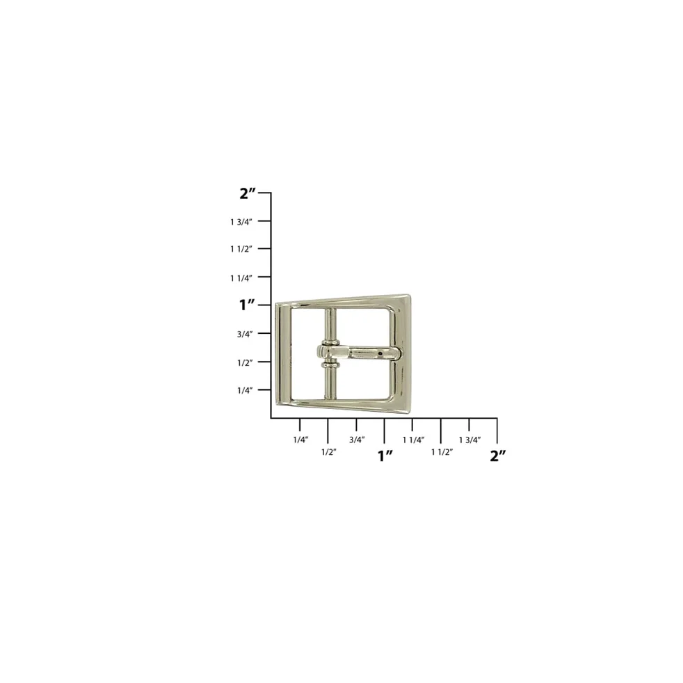 3/4" Shiny Nickel, Funky Center Bar Buckle, Zinc Alloy - Image 2