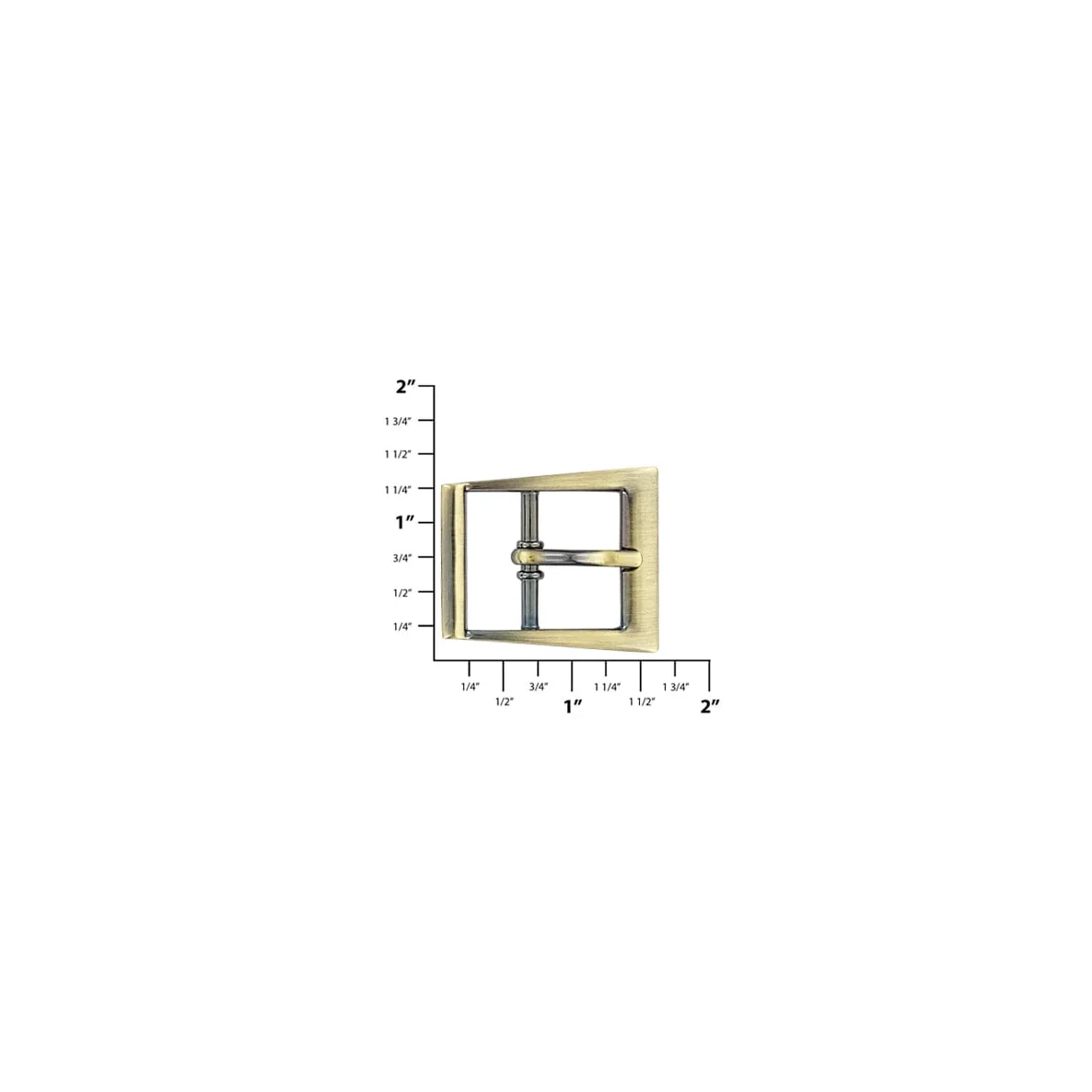 1" Antique Brass, Funky Center Bar Buckle, Zinc Alloy - Image 2