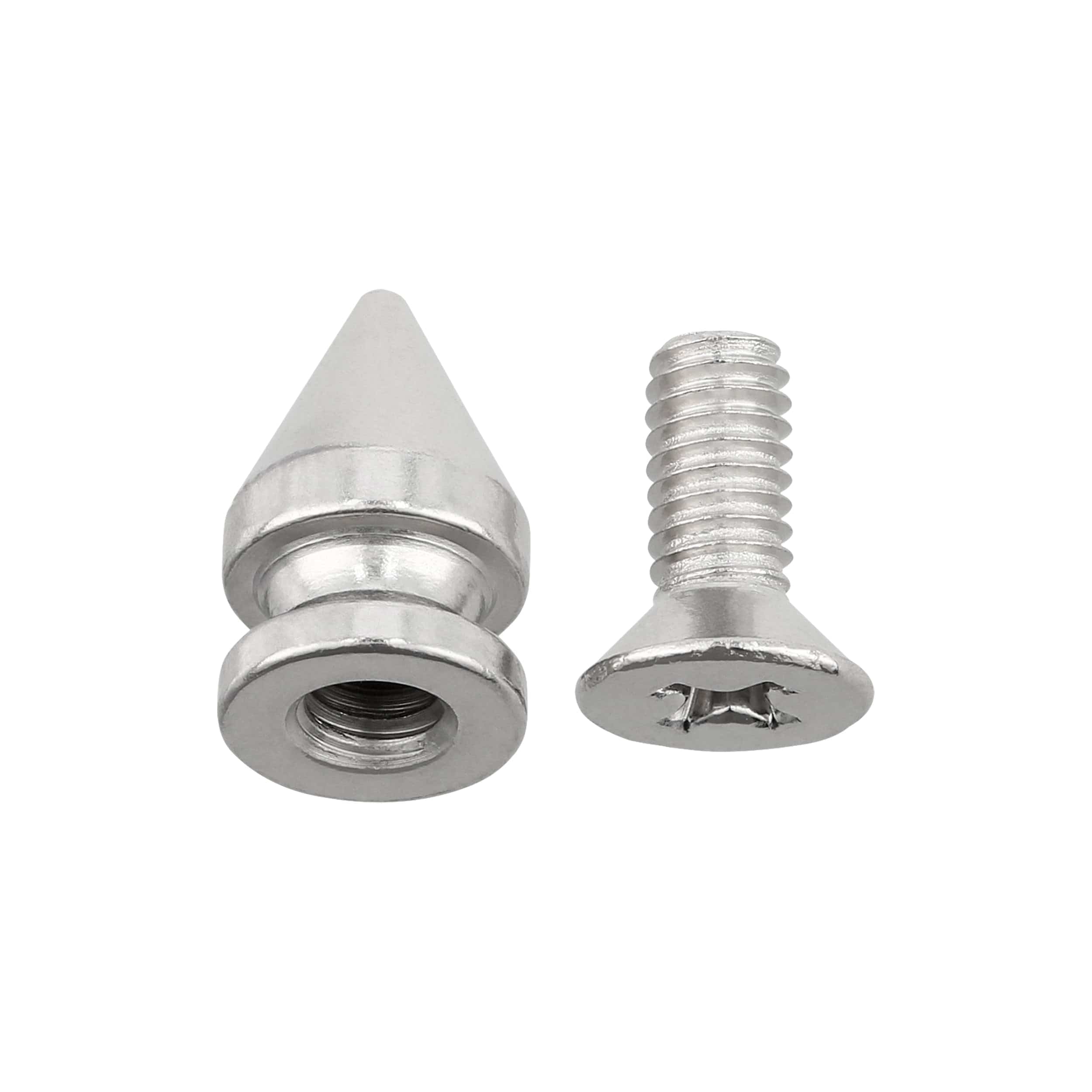 12mm Nickel, Spike Stud with Screw, Solid Brass - PK10 - Image 2