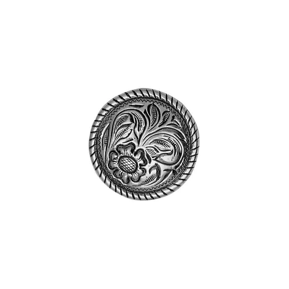 1 1/4" Nickel, Round Rope Edge Concho, Rivet Back, Zinc Alloy
