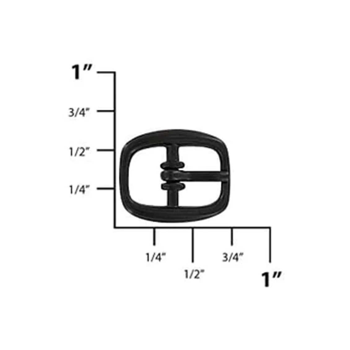 3/8" Black, 15x18mm Center Bar Buckle, Zinc Alloy - Image 2