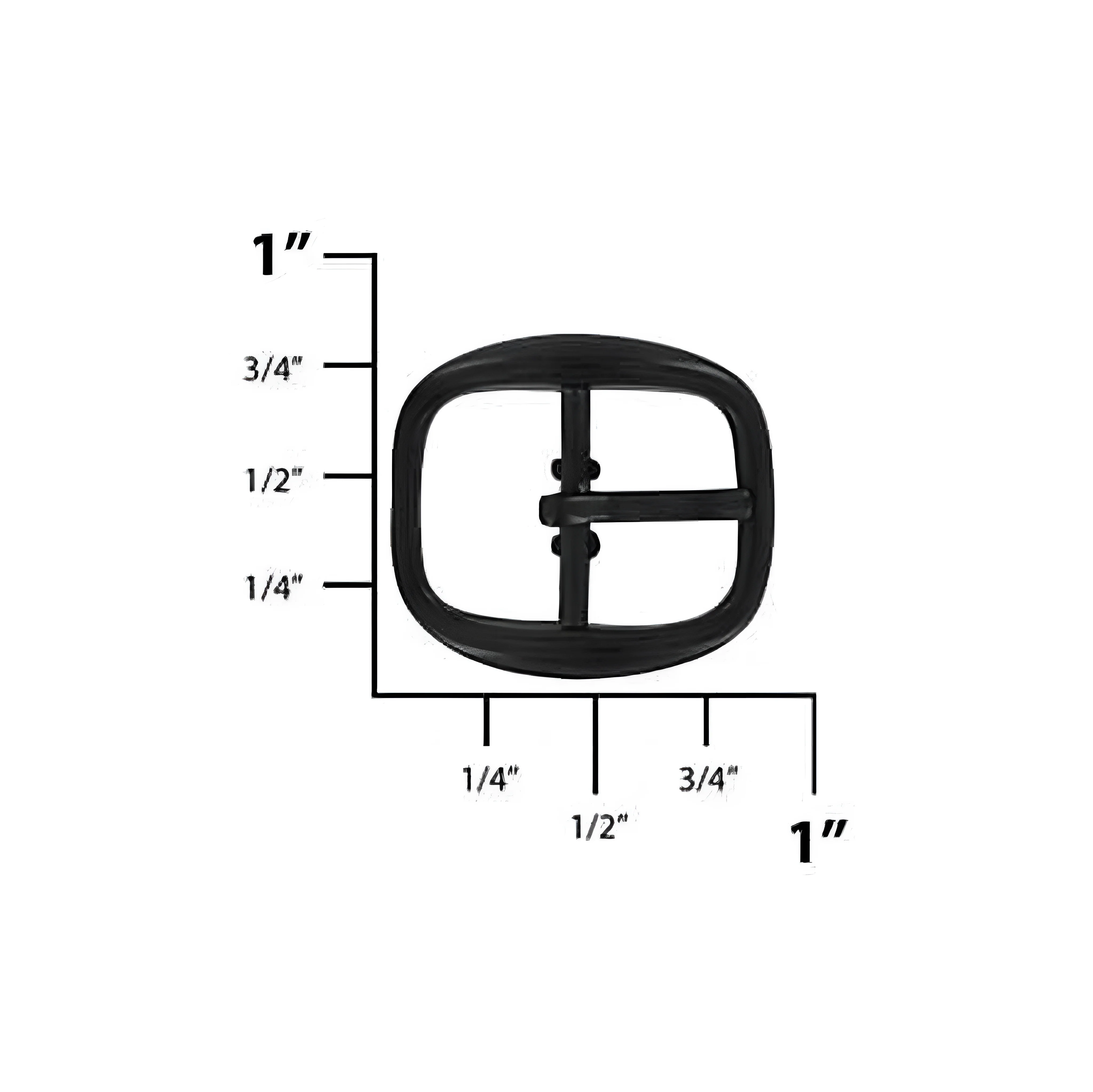 1/2" Black, Rounded Center Bar Buckle, Zinc Alloy - Image 2
