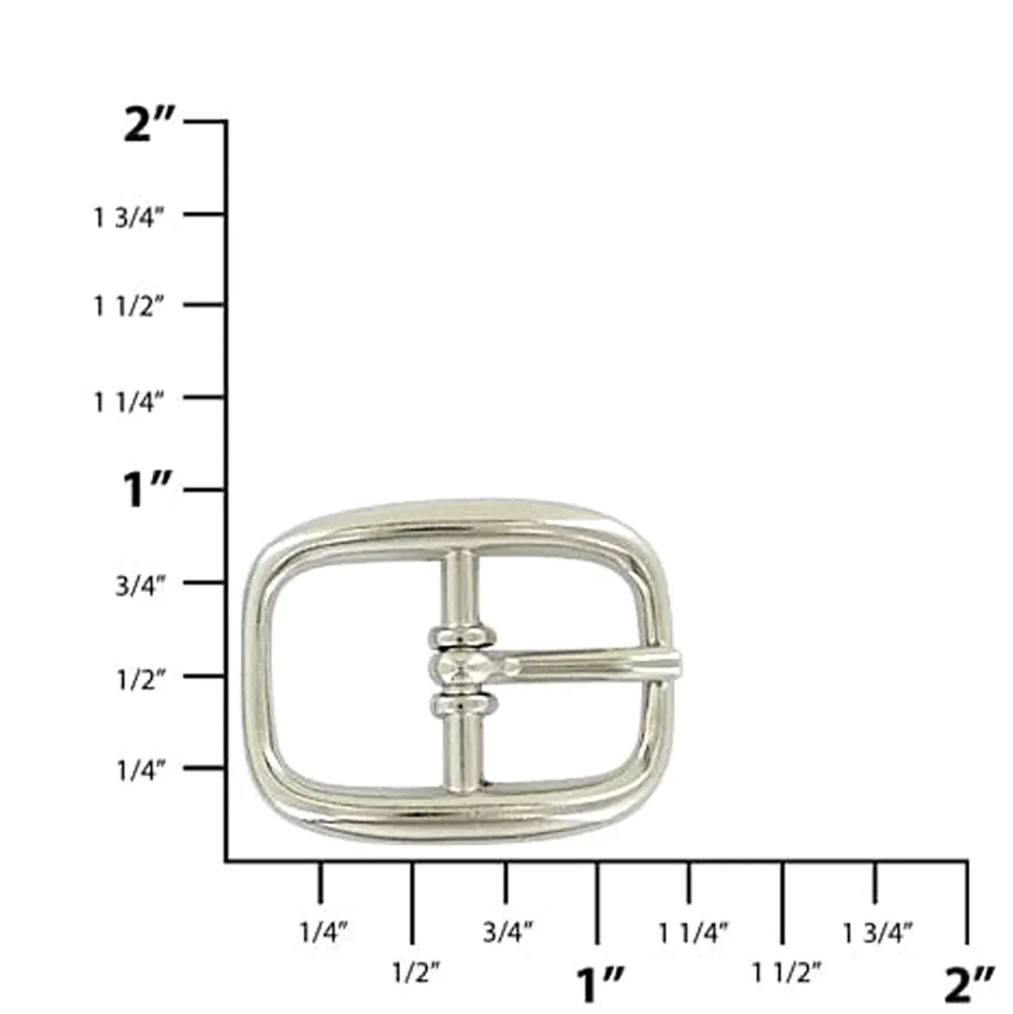 5/8" Nickel, 23x29mm Center Bar Buckle, Zinc Alloy - Image 2