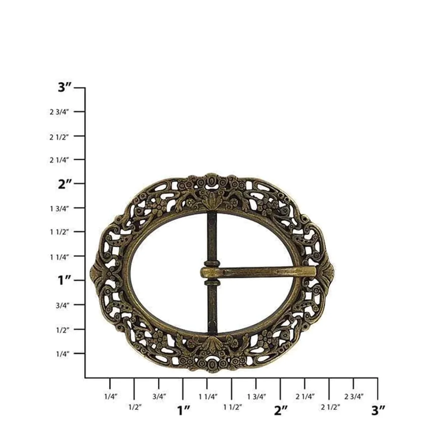 1 1/4" Antique Brass, Artisan Center Bar Buckle, Zinc Alloy - Image 2