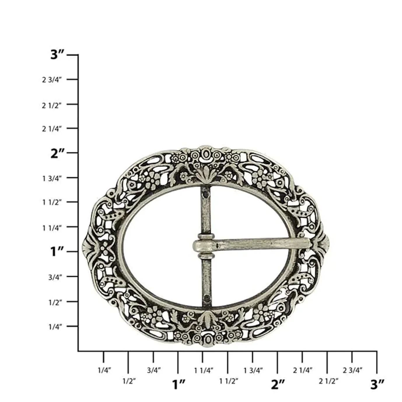 1 1/4" Antique Nickel, Artisan Center Bar Buckle, Zinc Alloy - Image 2