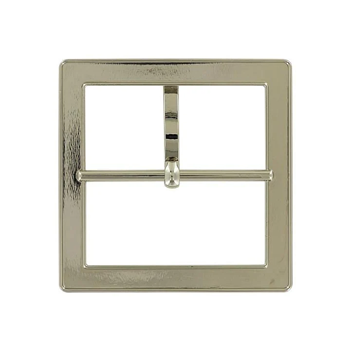 2" Shiny Nickel, Square Center Bar Buckle, Zinc Alloy - Image 3