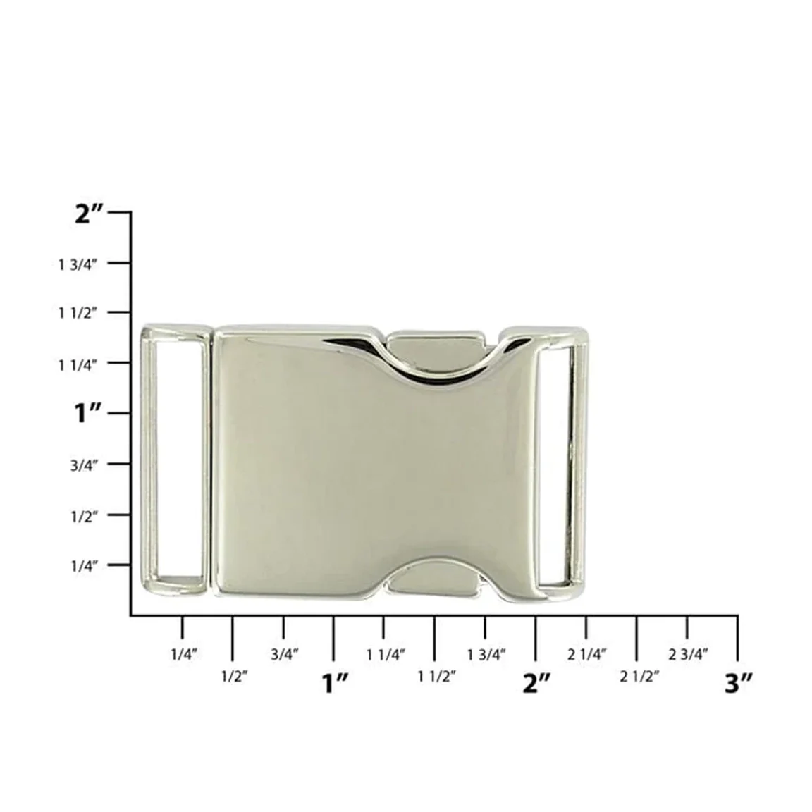 1 1/8" Shiny Nickel, Side Squeeze Buckle, Aluminum - Image 2